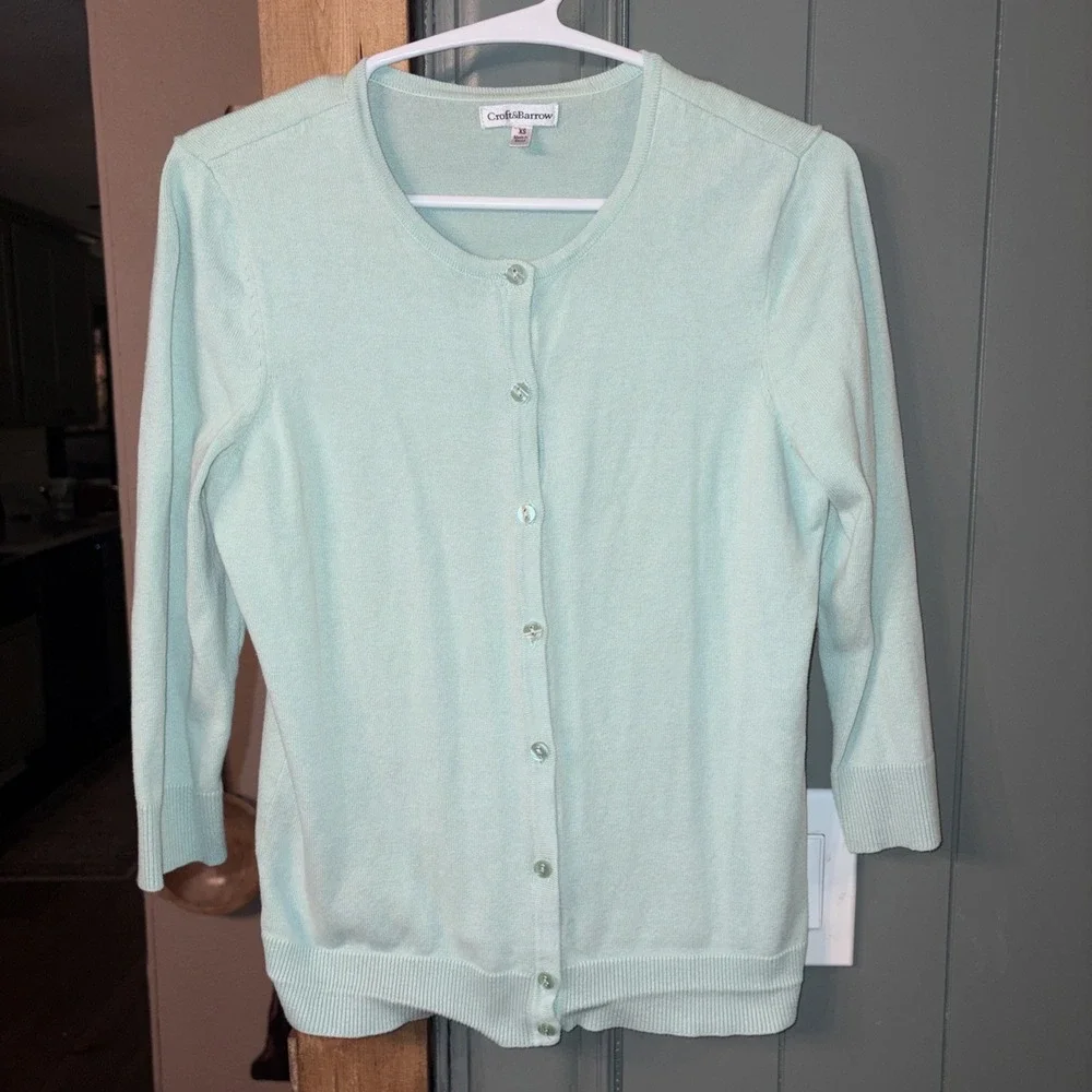 Women's Cotton XS Grannycore Pastel Button Cropped Sleeve Cardigan Shirt